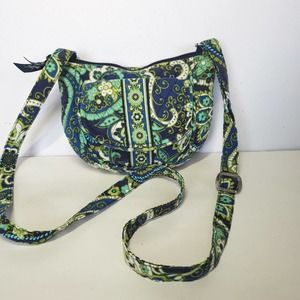 Vera Bradley Lizzy Small Crossbody Shoulder Bag Purse Rhythm & Blues Print Green